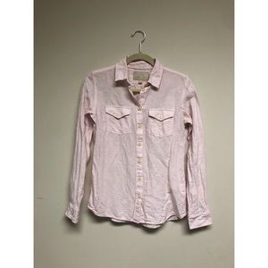 Pink Linen Button Down Shirt Banana Republic